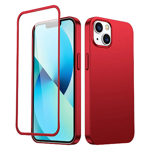 coque avant et arriere joyroom 360 full coque pour iphone 13 + protecteur d'ecran en verre trempe rouge (jr-bp927 rouge)