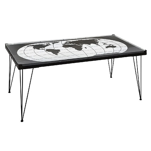 Atmosphera, Createur D'Interieur Table basse design métal Mappemonde - L. 110 x H. 52 cm - Noir