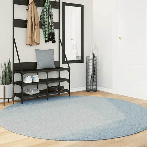 vidaXL Tapis HUARTE à poils courts doux et lavable bleu Ø 200 cm