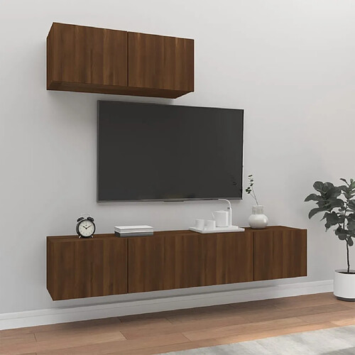 vidaXL Ensemble de meubles TV 3 pcs Chêne marron Bois d'ingénierie