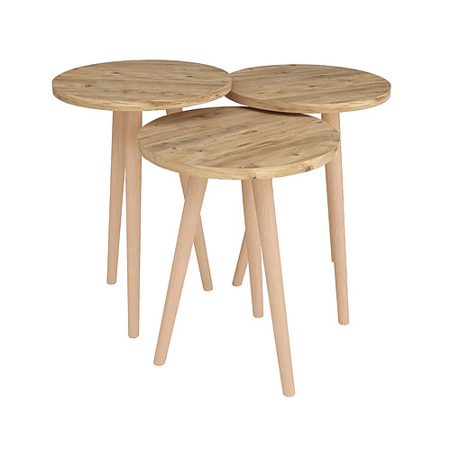 Set de 3 Tables Gigognes Alexandra House Living Naturel Chêne Bois MDP 35 x 49 x 35 cm 35 x 45 x 35 cm 35 x 47 x 35 cm