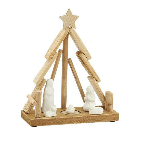 Aubry Gaspard Crèche en bois et céramique Sapin.