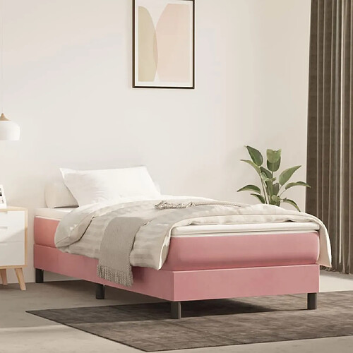 Maison Chic Lit Adulte - Lit simple Lit à sommier tapissier avec matelas moelleux - Meuble de Chambre - Rose 90x190 cm Velours -MN24067