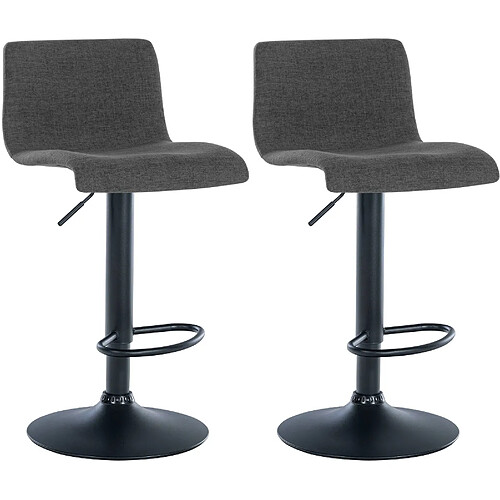 Decoshop26 Lot de 2 tabourets de bar design simple avec repose-pieds en tissu gris foncé pieds en métal noir 10_0004052