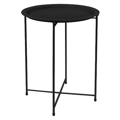 ML DESIGN MODERN LIVING Table d'appoint ronde Ø 46x51 cm Noir en métal avec plateau ML-Design