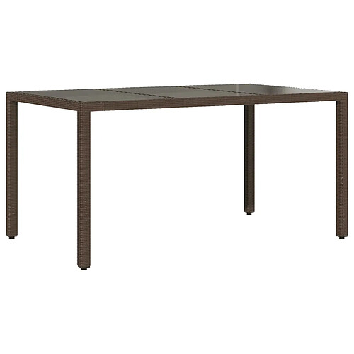 Maison Chic Table de jardin | Table d'extérieur avec dessus en verre marron résine tressée -GKD76016