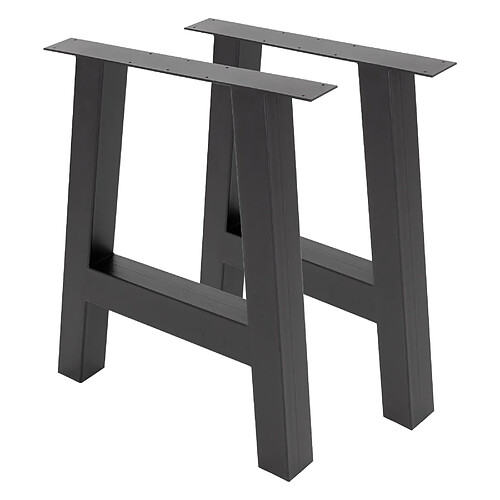 Ecd Germany Set 2 pieds de table à manger meuble forme A support banc anthracite 70x72 cm