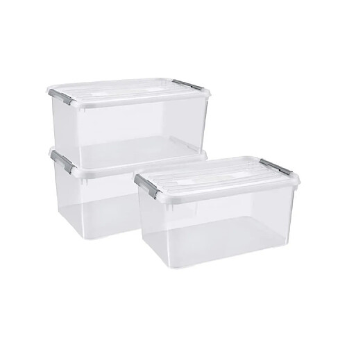 Keter CURVER | Lot de 3 handy box - 50L, TRANSPARENT, 60x40x40,9 cm