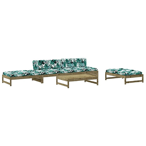 Maison Chic Salon de jardin 5 pcs + coussins - Mobilier/Meubles de jardin - Table et chaises d'extérieur bois de pin imprégné -MN91115