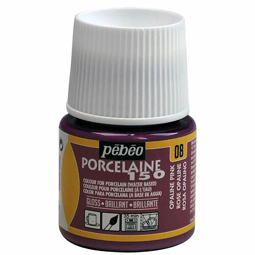 Pebeo Peinture à l'eau brillante pour porcelaine - Rose opalin - 45 ml