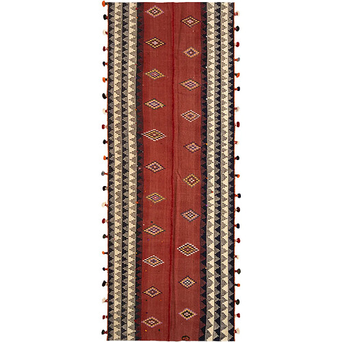 Vidal Tapis de laine 360x134 rouge Jajim