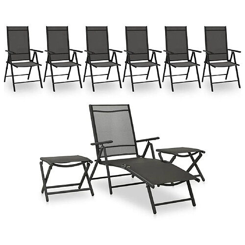 vidaXL Salon de jardin 9 pcs Noir et anthracite