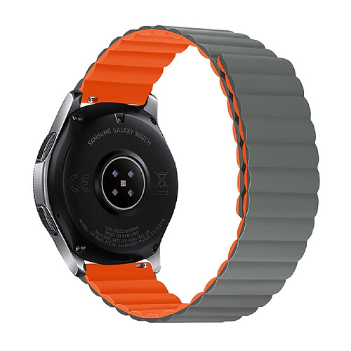 Bracelet en silicone magnétique, 22mm à fermeture rapide, taille L pour votre Samsung Galaxy Watch 3 45mm/Gear S3 Frontier/Classic - Gris/orange