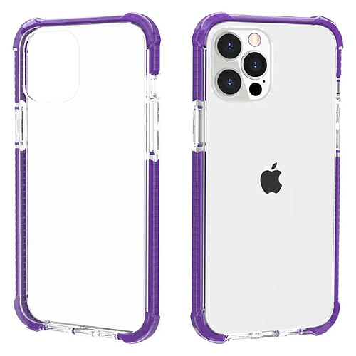 Coque en acrylique transparent épaissi aux quatre coins clair, antichoc violet pour votre Apple iPhone 13 Pro 6.1 pouces