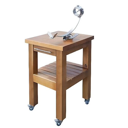 Visiodirect Table à jambon en bois avec support à jambon rotatif à 360º en acier inoxydable - Longueur 57 xProfondeur 51 xHauteur 90 cm