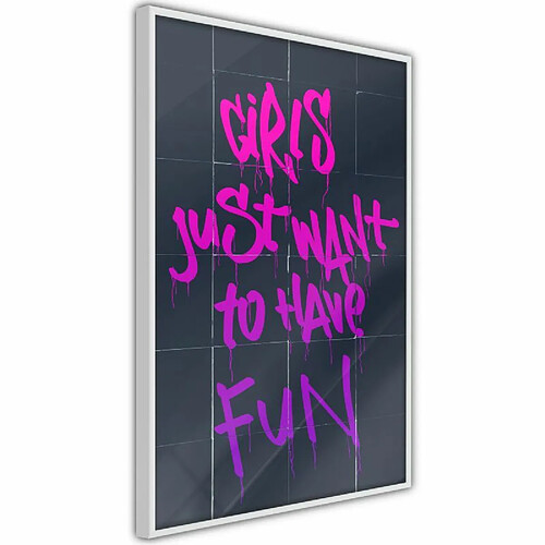 Paris Prix Affiche Murale Encadrée What Girls Want 40 x 60 cm Blanc