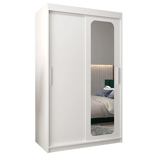 Abiks Meble Armoire PROMO T2 À Portes Coulissantes 200/120/62 2 Portes (Blanc/Blanc)