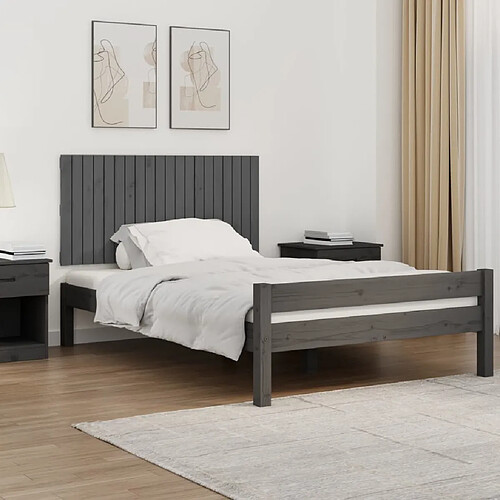 Maison Chic Tête de lit scandinave pour lit adulte,Meuble de chambre murale Gris 127,5x3x60 cm Bois massif de pin -MN65911