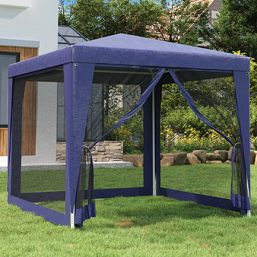 vidaXL Tente de fête avec 4 parois latérales en maille Bleu 2,5x2,5 m