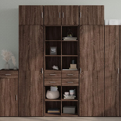 vidaXL Buffet haut chêne marron 70x42,5x185 cm bois d'ingénierie