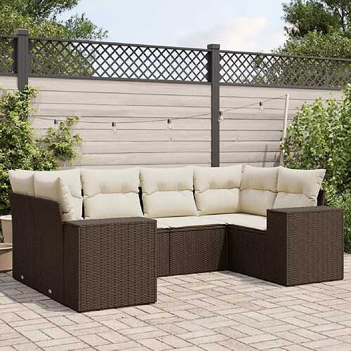 vidaXL Salon de jardin avec coussins 6 pcs marron résine tressée