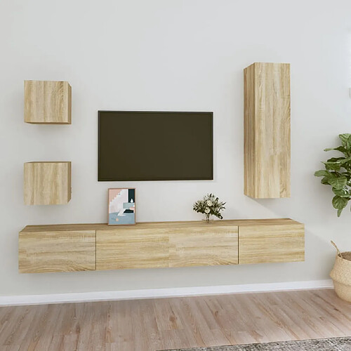 vidaXL Ensemble de meubles TV 5 pcs Chêne sonoma Bois d'ingénierie