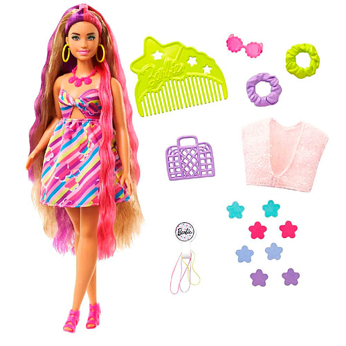 Mattel Barbie Poupée Barbie Ultra Chevelure plantureuse avec 15 accessoires