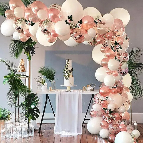 Euro Mega Arche Ballon Or Rose, 104pcs Kit Arche Ballon Anniversaire Rose Gold Fille Mariage Saint Valentin Guirlande Ballon Décoration