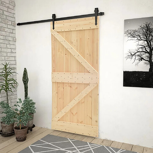 vidaXL Porte coulissante avec kit de quincaillerie 80x210cm Pin massif