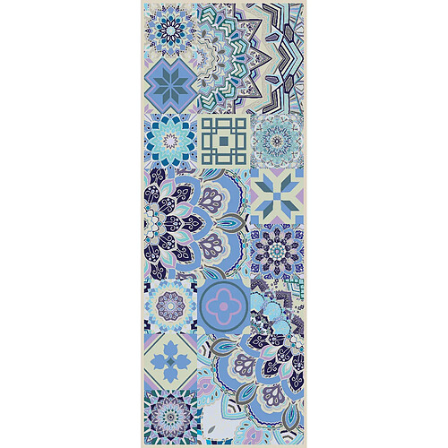 Alter Chemin de cuisine, 100% Made in Italy, Tapis antitache avec impression numérique, Coulisse antidérapante et lavable, modèle Majolica - Almiro, 140x52 cm