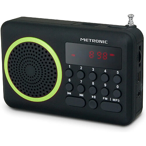 Metronic radio Portable FM Compact USB SD vert noir