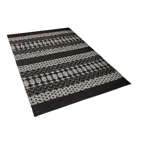 Beliani Tapis en cuir noir et beige 140 x 200 cm SOKUN