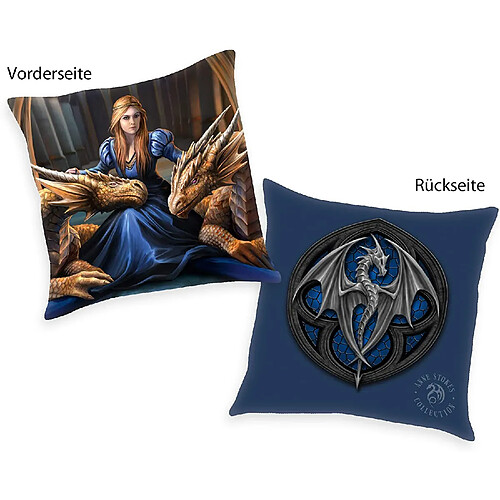 Herding Anne Stokes Soft-Velvet-Coussin, Polyester, Bleu, 40 x 40 cm