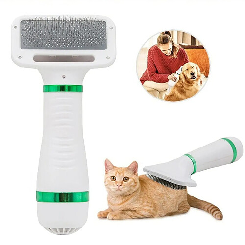 Universal Sèche-cheveux pour animaux de compagnie Portable 2 en 1 Sèche-cheveux pour chiens Home Animal de compagnie Esthétique Chat Peigne Peigne Serviette Souffleur Température réglable Brosse pour animaux de compagnie | Sèche chiens(Vert)