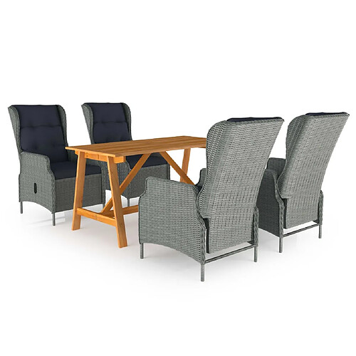 vidaXL Ensemble de salle à manger de jardin 5 pcs Gris clair