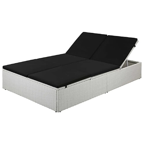 Maison Chic Chaise longue avec coussin | Bain de soleil Relax | Transat Résine tressée Noir -GKD69016