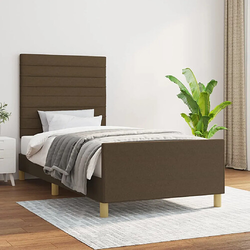 vidaXL Cadre de lit sans matelas marron foncé 80x200 cm tissu