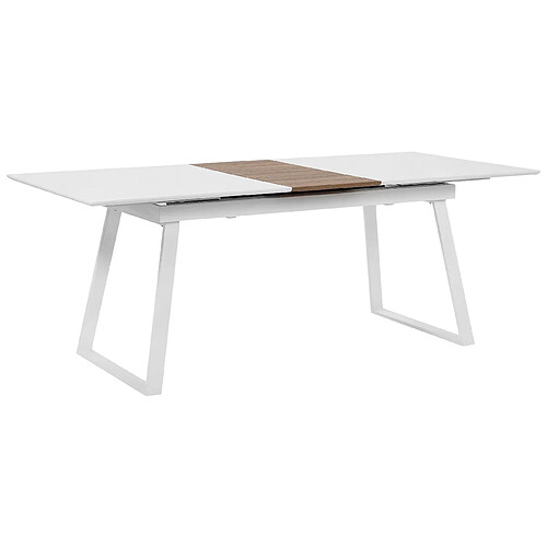 Beliani Table 160 x 90 cm plateau extensible blanc et bois clair KALUNA