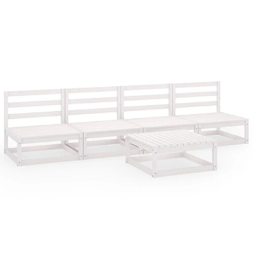 Maison Chic Ensemble de salle à manger de jardin 5 pcs,Table et chaises d'extérieur Blanc Bois de pin massif -GKD514633