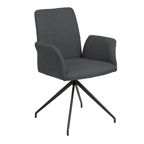 Toilinux Fauteuil de table Lou en tissu - Gris foncé