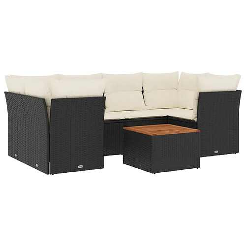 Maison Chic Ensemble Tables et chaises d'extérieur 7pcs avec coussins,Salon de jardin noir résine tressée -GKD660302