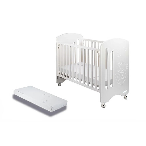 Interbaby Lit Bébé pour Matelas 60x120-Lovely-Blanc avec Matelas