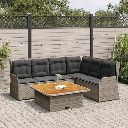 vidaXL Salon de jardin 5 pcs avec coussins Gris Résine tressée