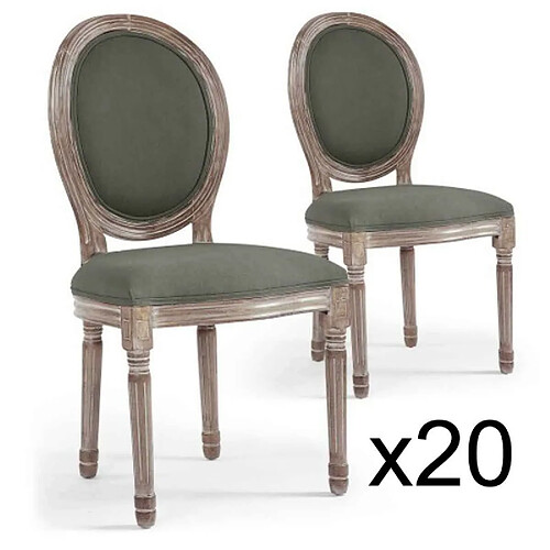 Paris Prix Lot de 20 Chaises Médaillon Tissu Versailles 96cm Gris