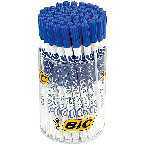 BIC Effaceurs Réécriveurs - Encre Bleue, Présentoir de 60