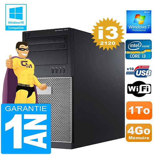 PC Tour DELL 7010 Core I3-2120 Ram 4Go Disque 1 To Wifi W7 · Occasion