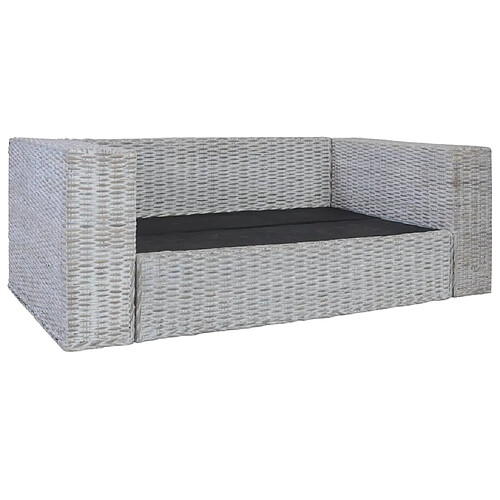 Maison Chic Canapé à 2 places,Sofa de Salon,Canapé droit avec coussins Gris Rotin naturel -GKD409490