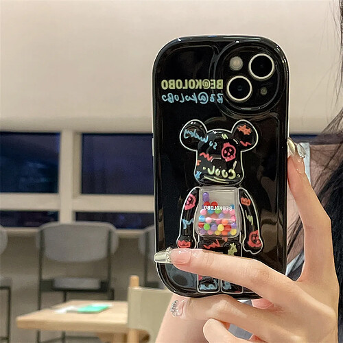 GUPBOO Étui pour iPhone11ProMax Graffiti de cas de téléphone portable de niche d'ours violent de personnalité