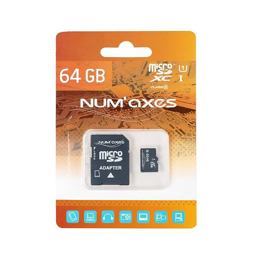 Norton Clipper NUMAX Carte mémoire Micro SDXC 64 Go Classe 10 avec adaptateur