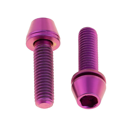 2 pièces en alliage de titane vélo conique à tête boulon vis rondelle m5x18, violet